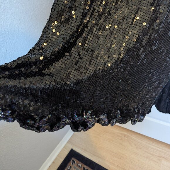 DAZZLING GATSBY 1920s SEQUIN STUNNER FLAPPER DRESS | M | EVC | Black | 12 / L - Picture 6 of 12